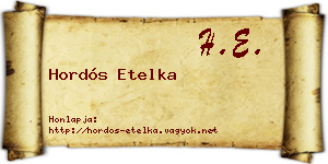 Hordós Etelka névjegykártya